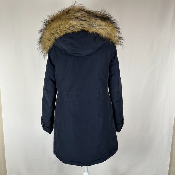 J Crew Nordic Down Parka Jacket Women XS Blue Water Resist Pockets Sherpa Hood - Picture 9 of 16